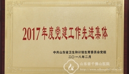 我院荣获“2017年度党建工作先进集体”荣誉称号